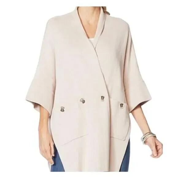 Marla Wynne Wool Blend Knit Drama Kimono LIME Sweater DUSTER SZ L - Picture 4 of 6